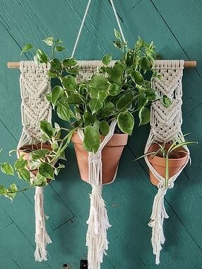 Handmade Medium Macrame Wall Triple Plant Hanger